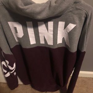 Burgundy gray and white pink jacket